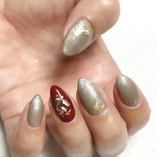グレー ゴールド セルフネイルのネイルデザイン ネイルブック