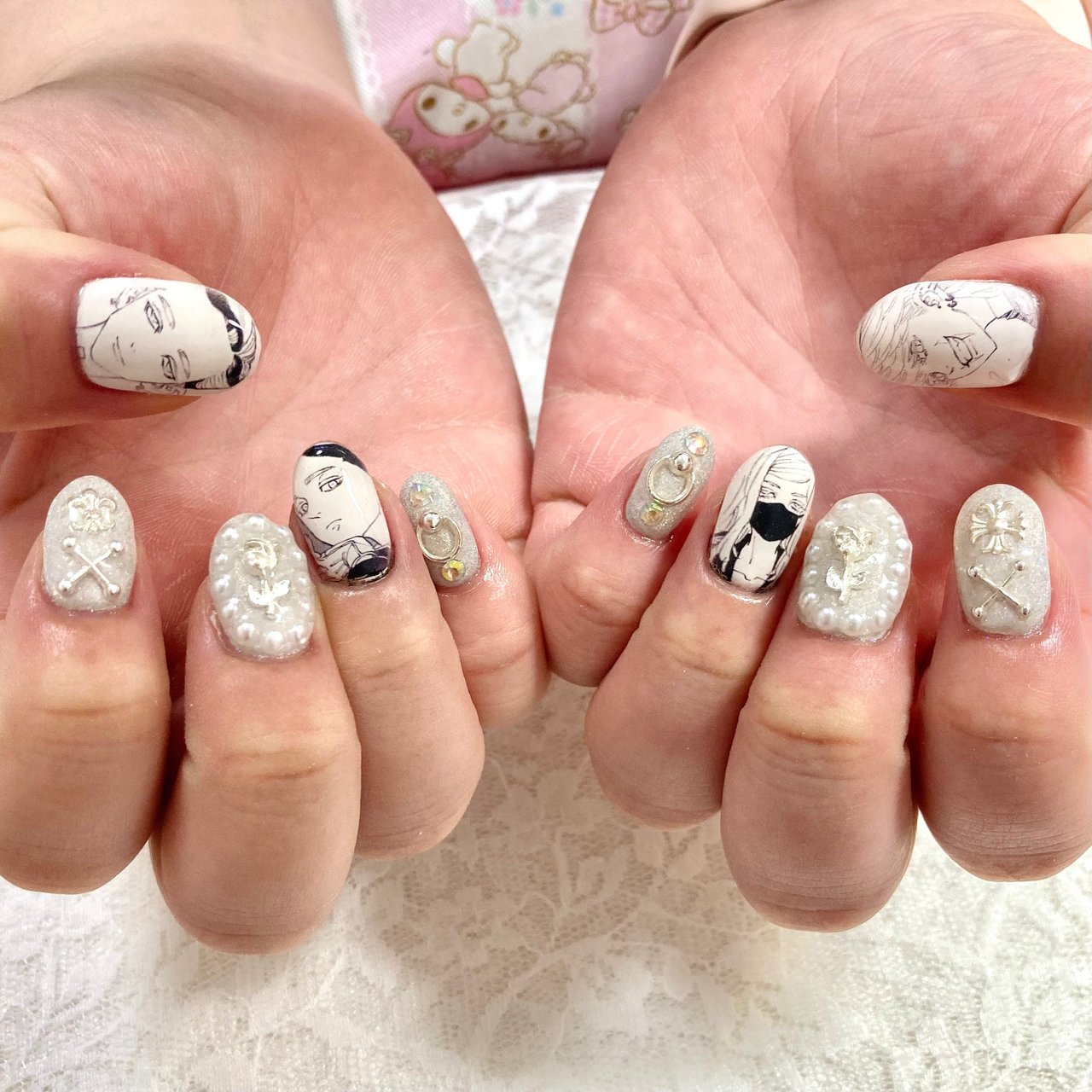 ハンド ラメ 痛ネイル ロック ホワイト Moco Nailのネイルデザイン No ネイルブック