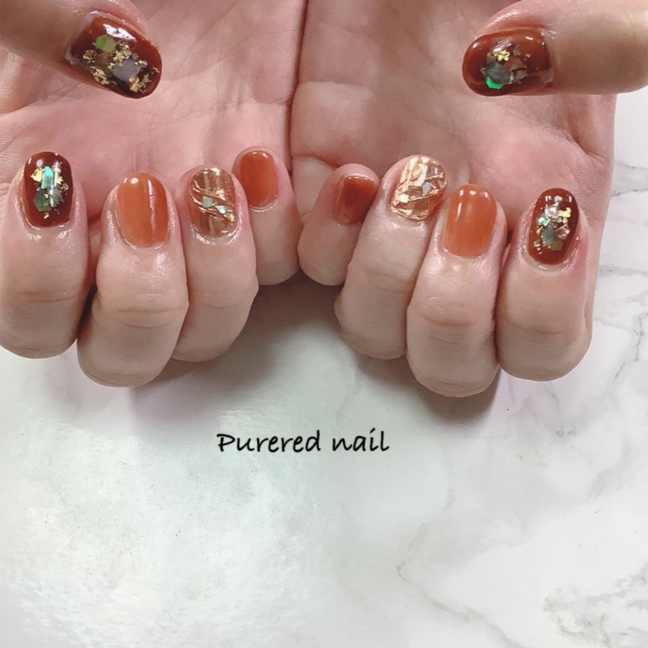 秋 ハンド シェル ニュアンス ミラー 今内知津子のネイルデザイン No ネイルブック