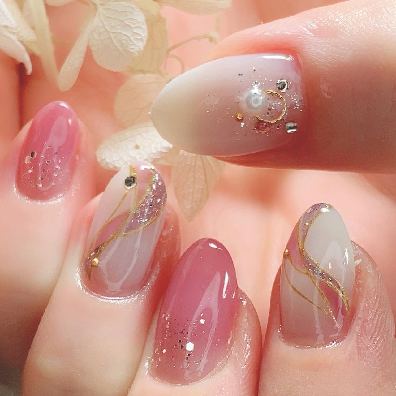 ハンド プッチ ベージュ ピンク Nailandbeautyアンドネイルアンドビューティーのネイルデザイン No ネイルブック