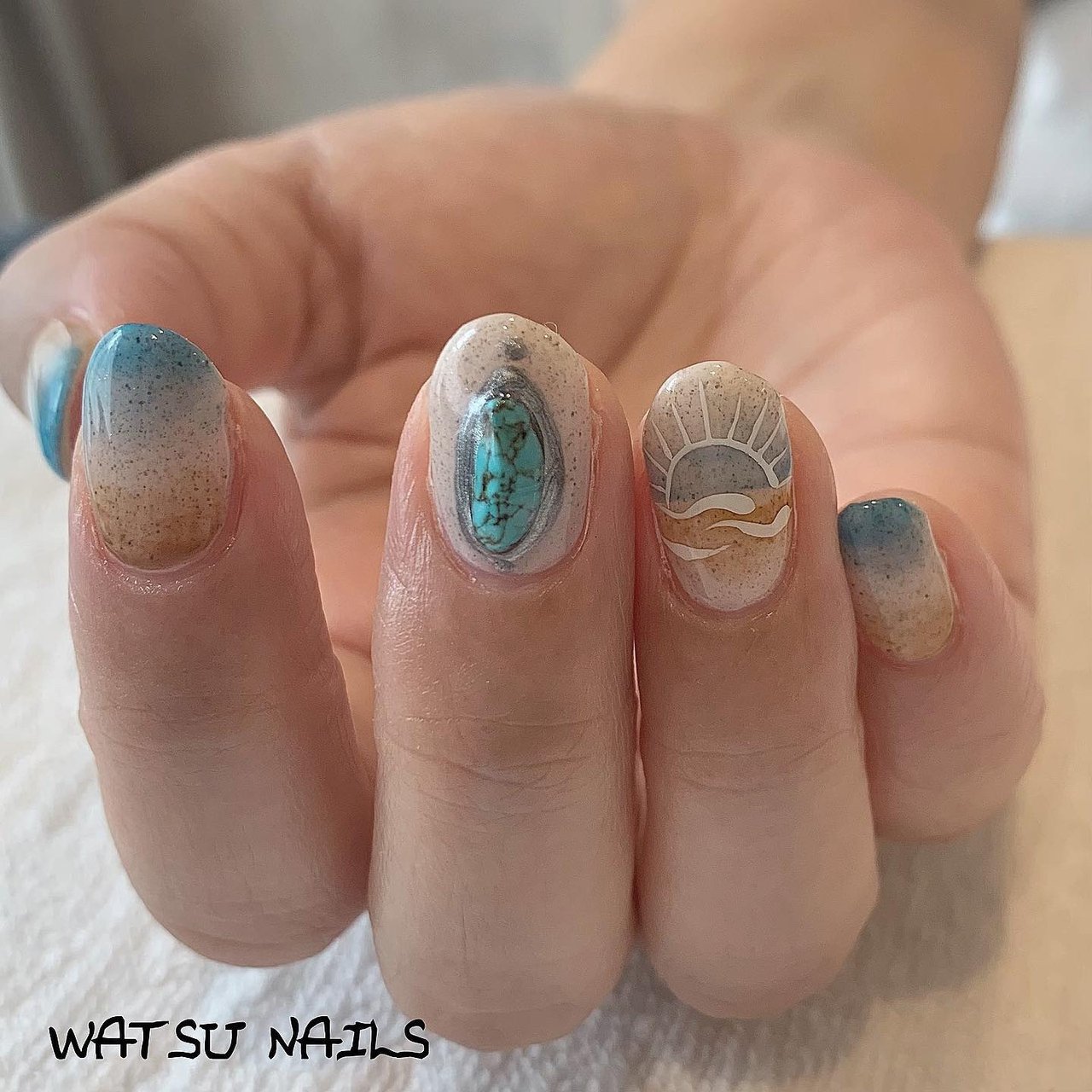 夏 ハンド グラデーション シェル ネイティブ Watsunailsのネイルデザイン No ネイルブック