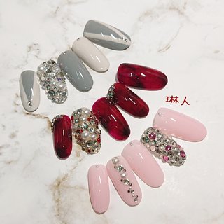 べっ甲 ピンク グレーのネイルデザイン ネイルブック