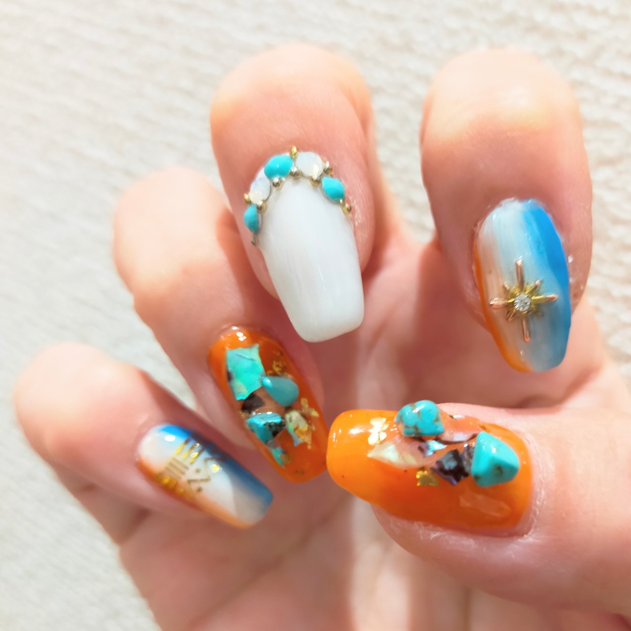 夏 秋 ハンド エスニック ネイティブ セルフネイル 記録用のネイルデザイン No ネイルブック