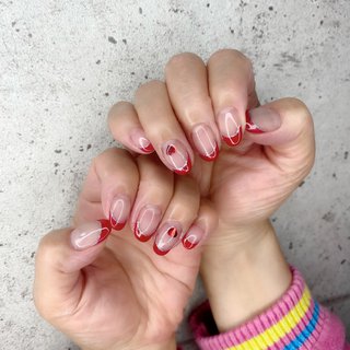 赤フレンチのネイルデザイン ネイルブック