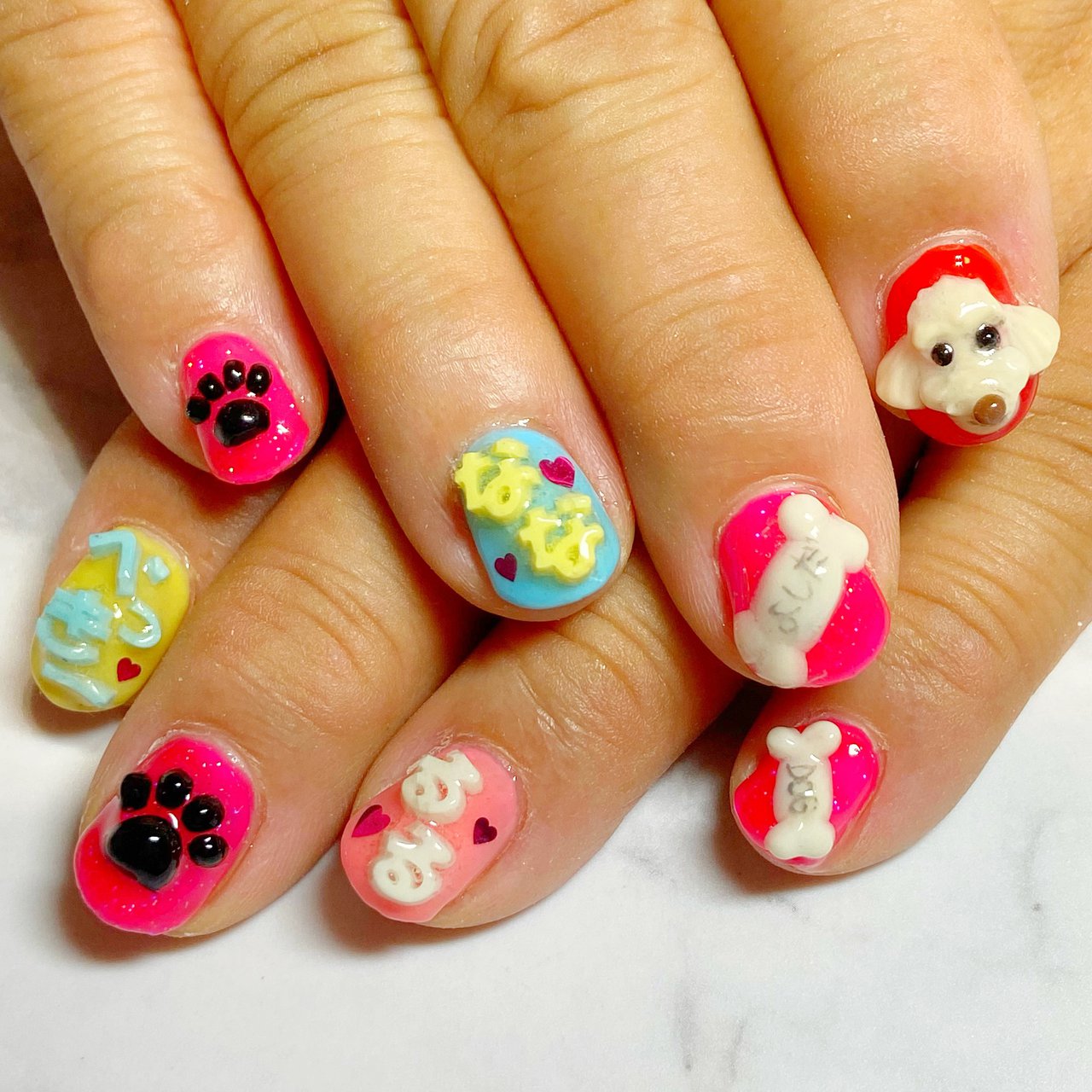 オールシーズン ハンド 3d ショート カラフル Yun のネイルデザイン No ネイルブック