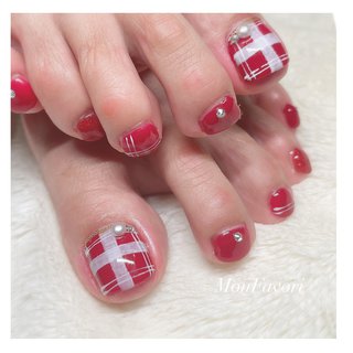 チェック ペディキュアのネイルデザイン ネイルブック
