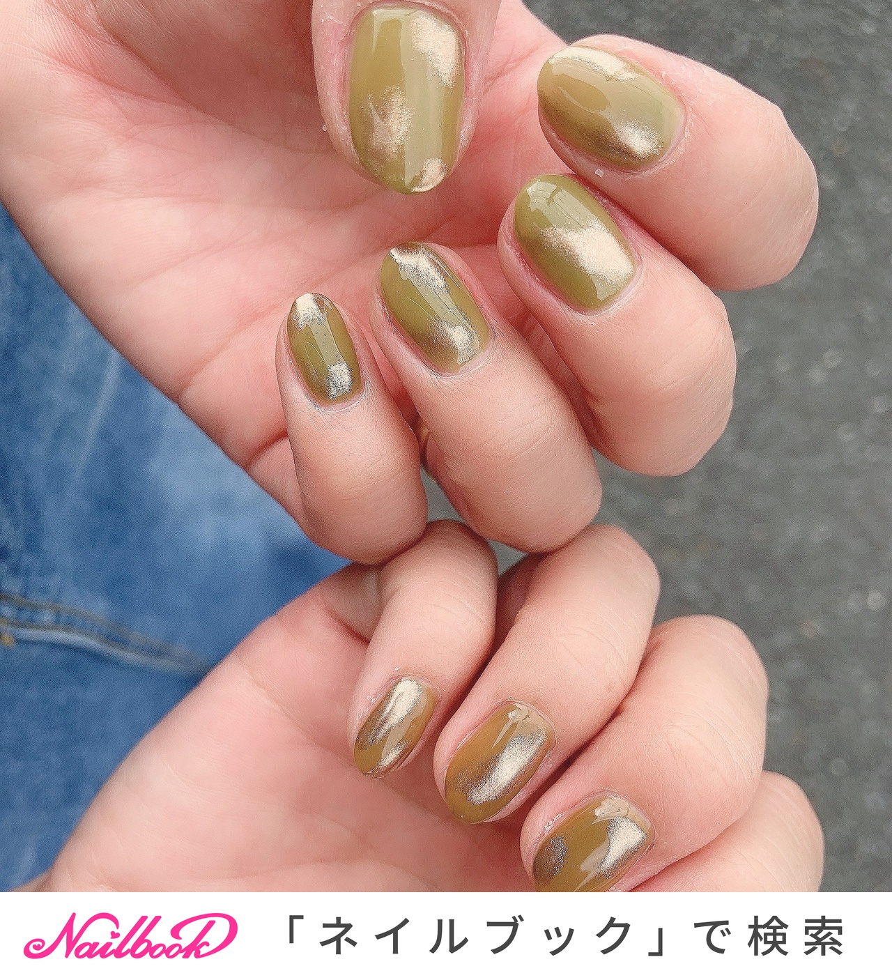 イエロー グリーン セルフネイルのネイルデザイン ネイルブック