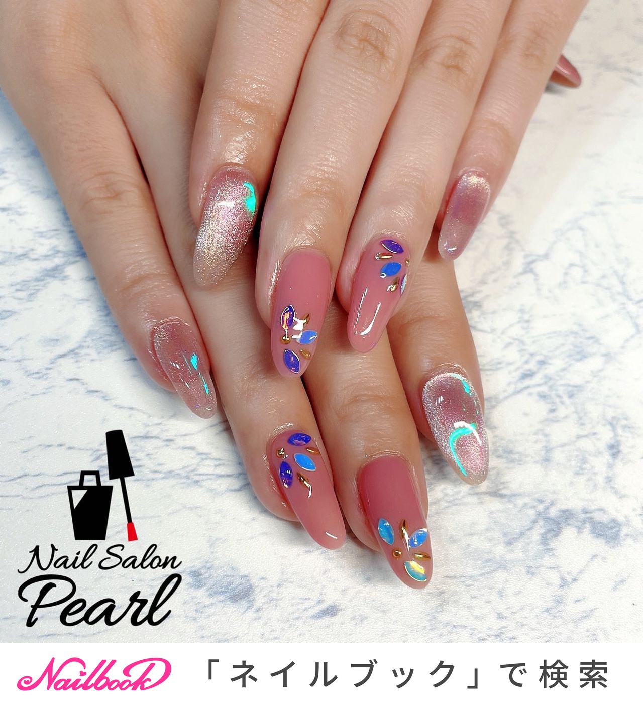 フラワー リーフホロのネイルデザイン ネイルブック