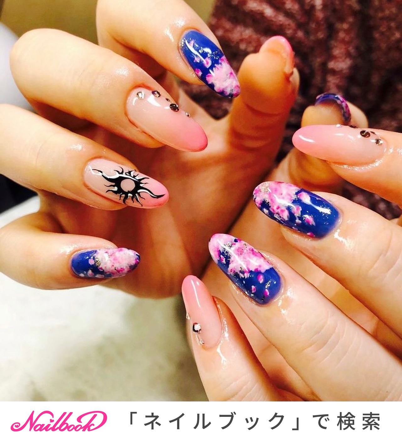 夜桜ネイルのネイルデザイン ネイルブック