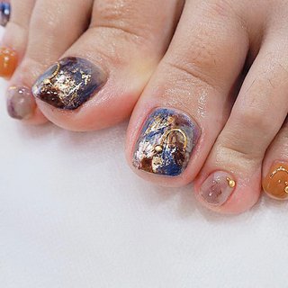 夏 ネイビー ゴールドのネイルデザイン ネイルブック