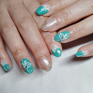 ラメ ティファニーネイルのネイルデザイン ネイルブック