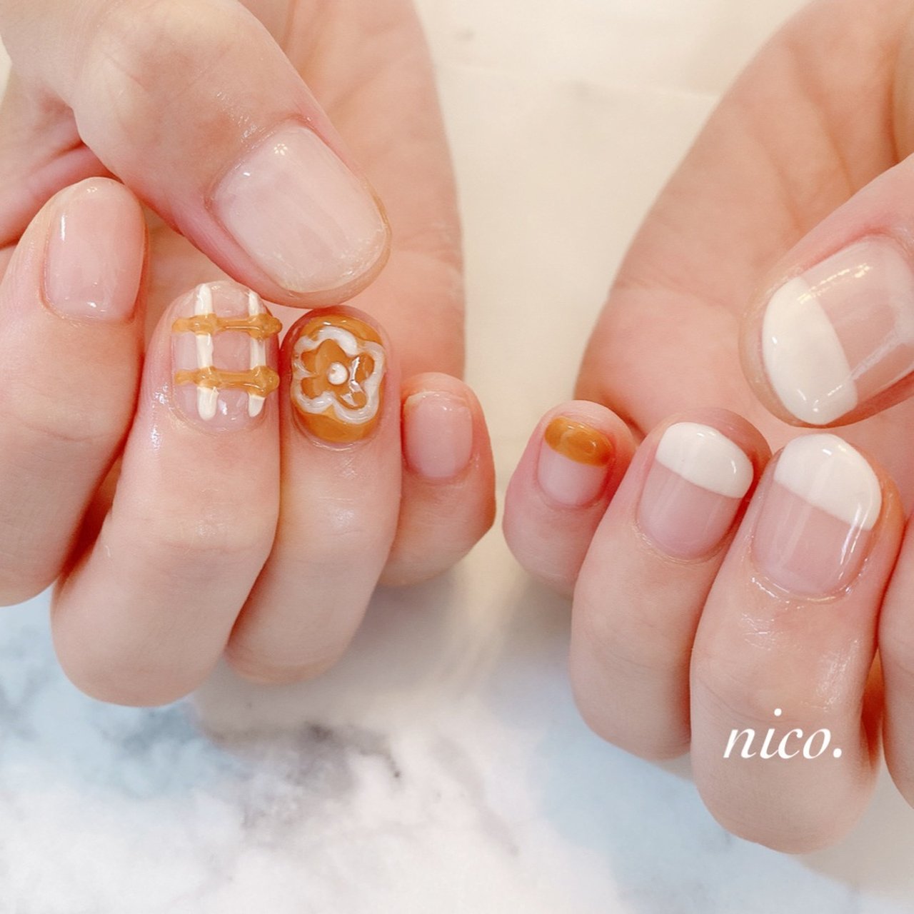 ハンド ベージュ ブラウン Nailsalon Nico のネイルデザイン No ネイルブック