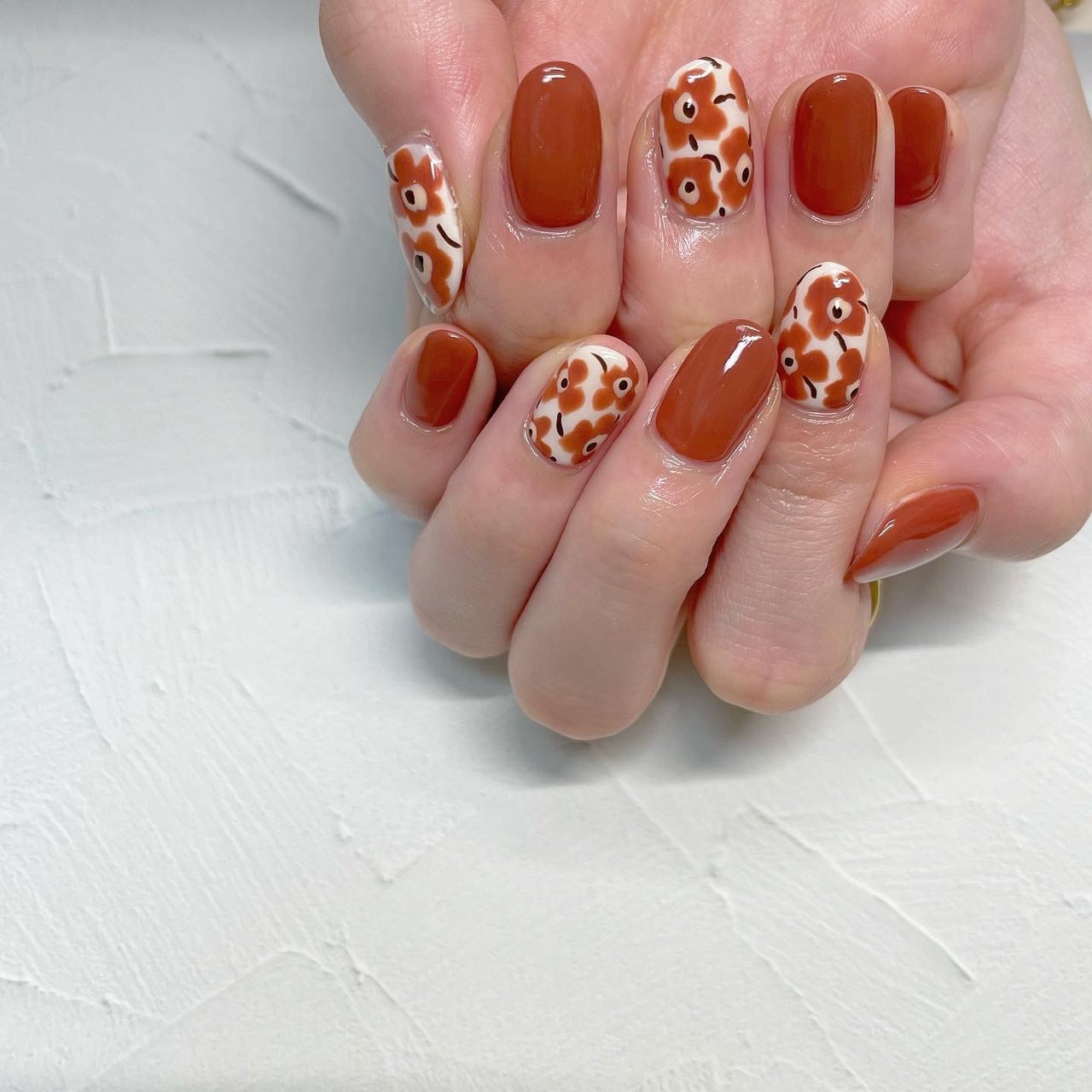 秋 女子会 ハンド フラワー ショート Miki Tanakaのネイルデザイン No ネイルブック