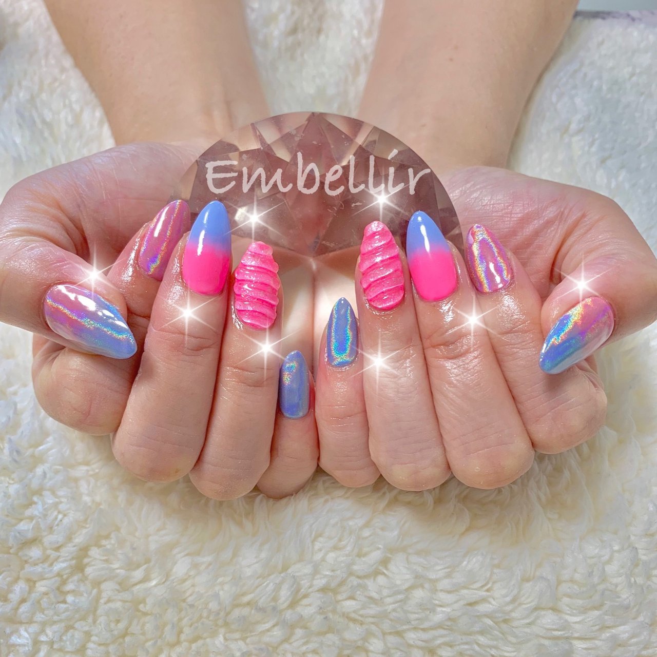 オールシーズン ハンド 3d ロング ピンク Nozomi Embellir のネイルデザイン No ネイルブック