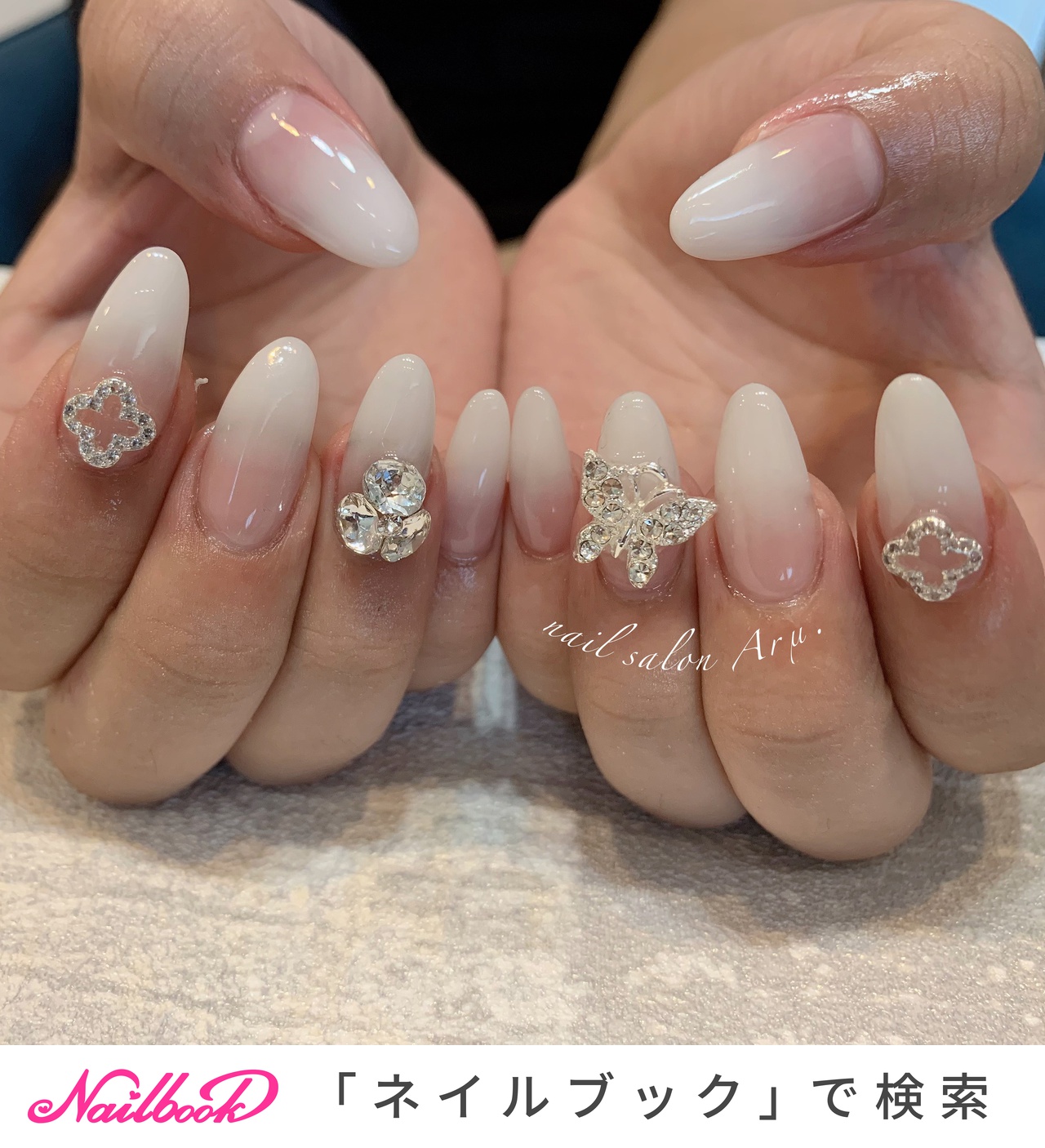 ブライダル 結婚式 ウェディング 白グラデーションのネイルデザイン ネイルブック