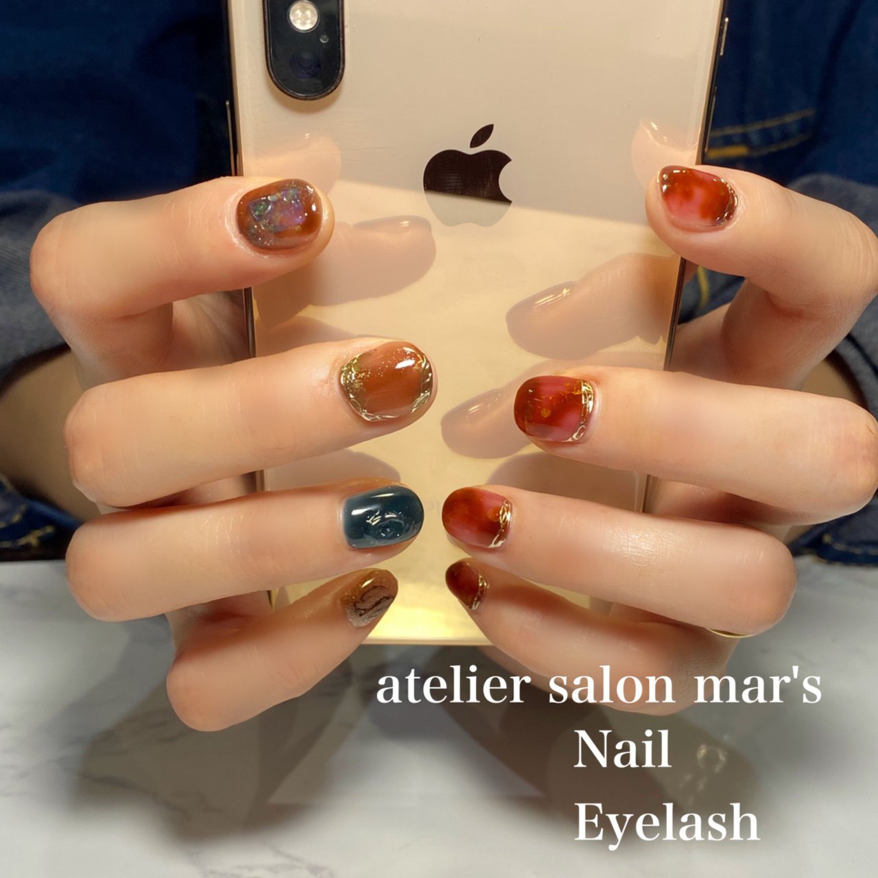 たらしこみ ニュアンス べっ甲 マグネット ミラー Masayoのネイルデザイン No ネイルブック