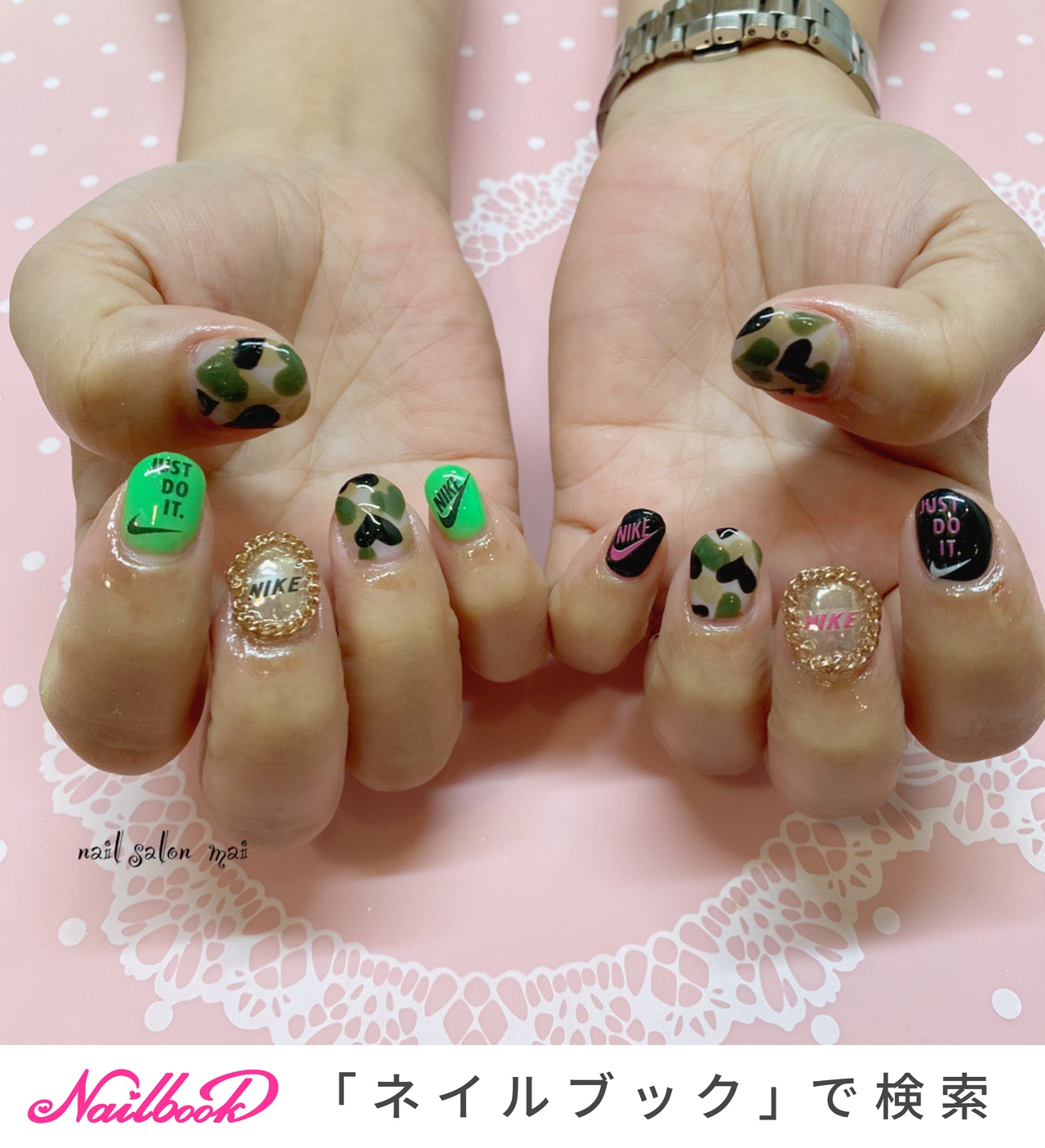 迷彩柄ネイルのネイルデザイン ネイルブック