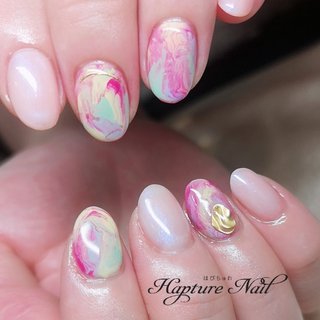 ウォーターマーブルのネイルデザイン ネイルブック