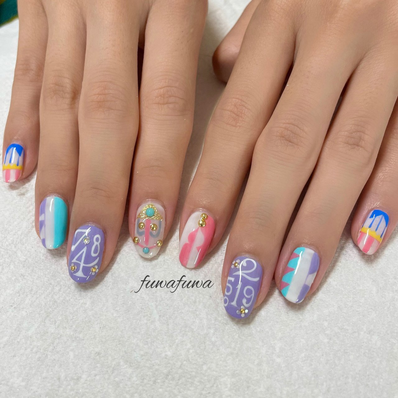 オールシーズン ハンド ピンク パステル カラフル Fuwafuwa Takakoのネイルデザイン No ネイルブック