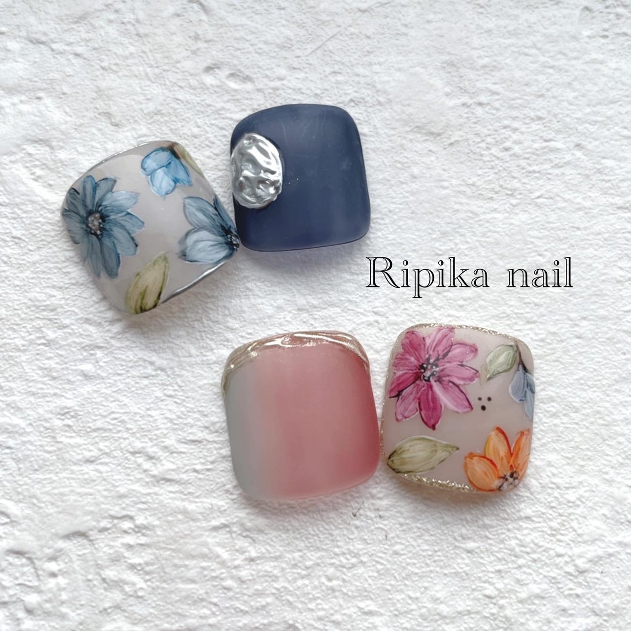 春 夏 フット グラデーション フラワー Ripika Kasumiのネイルデザイン No ネイルブック