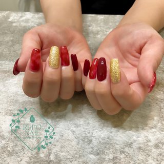 オールシーズン ラメ ワインレッドのネイルデザイン ネイルブック