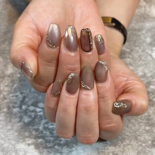 茶色ネイルのネイルデザイン ネイルブック