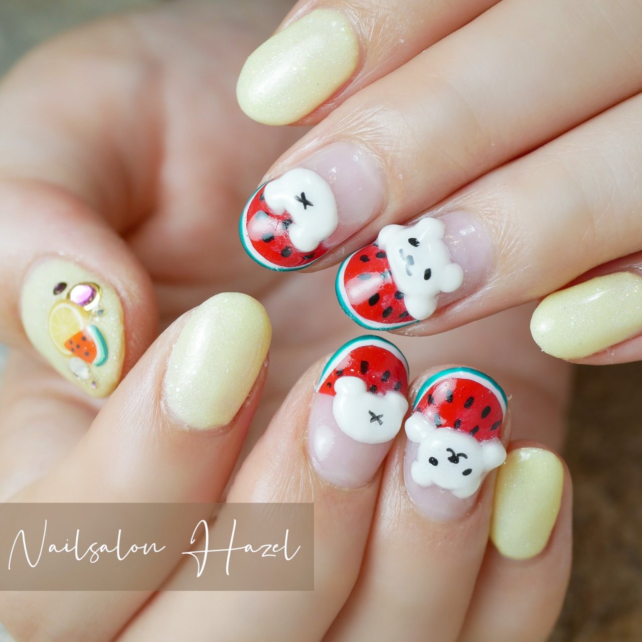 夏/ハンド/3D/フルーツ/ショート - Nailsalon_Hazelのネイルデザイン