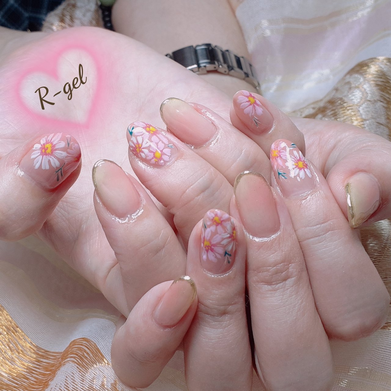 秋 オフィス ハンド グラデーション フラワー アールジェルのネイルデザイン No ネイルブック