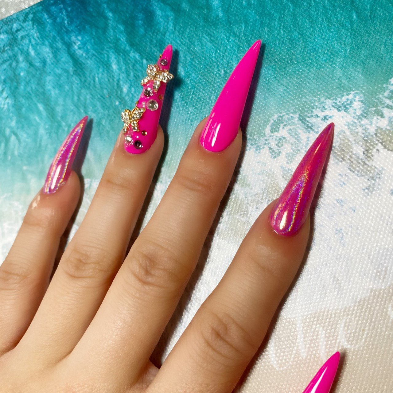 オールシーズン ハンド シンプル スーパーロング ピンク Iori のネイルデザイン No ネイルブック