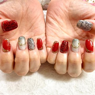 ブラック 黒 薔薇のネイルデザイン ネイルブック