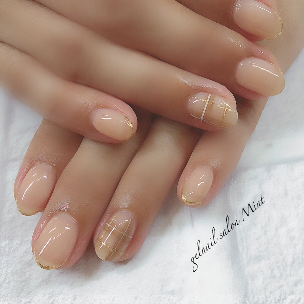 秋 女子会 ハンド チェック ミディアム Aiのネイルデザイン No ネイルブック