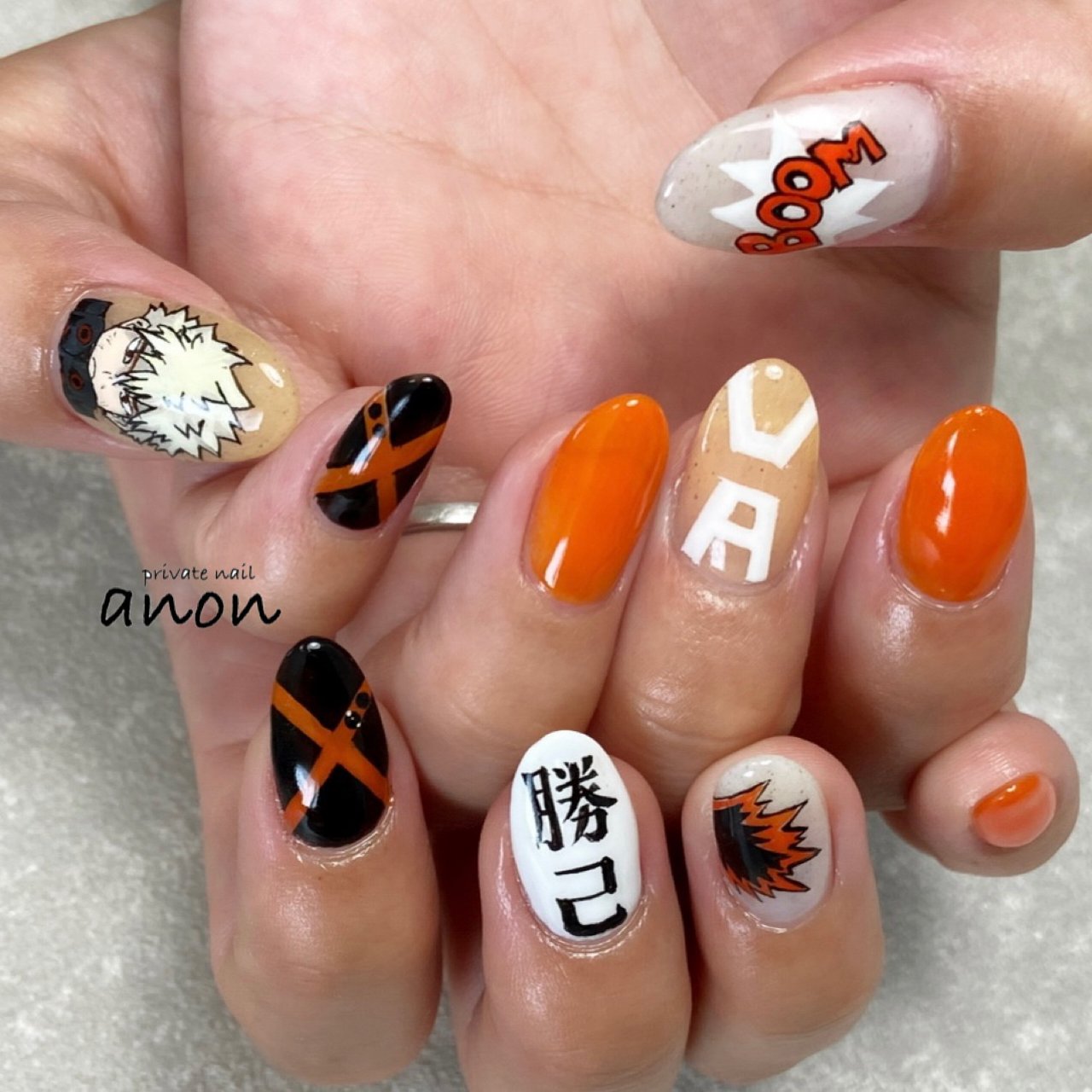 オールシーズン/ハンド/痛ネイル/ホワイト/オレンジ - Emi Tenmaの