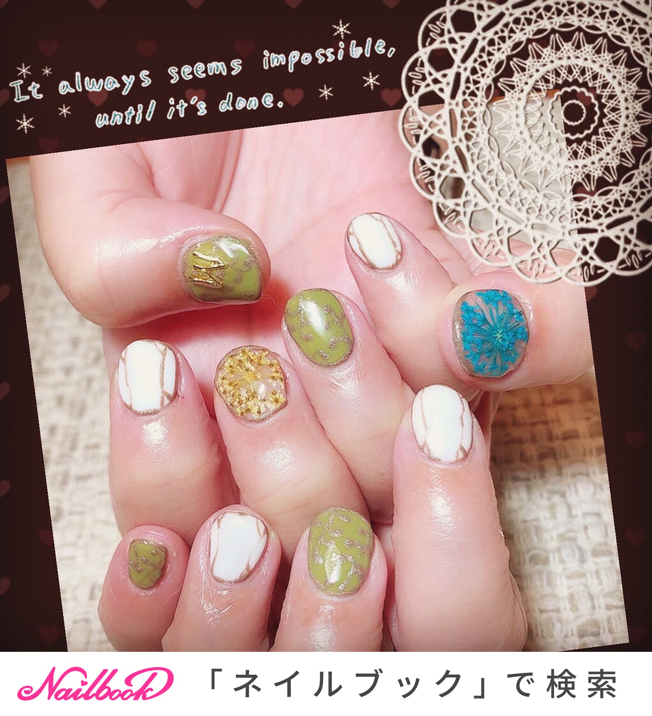 ボタニカル 押し花のネイルデザイン ネイルブック