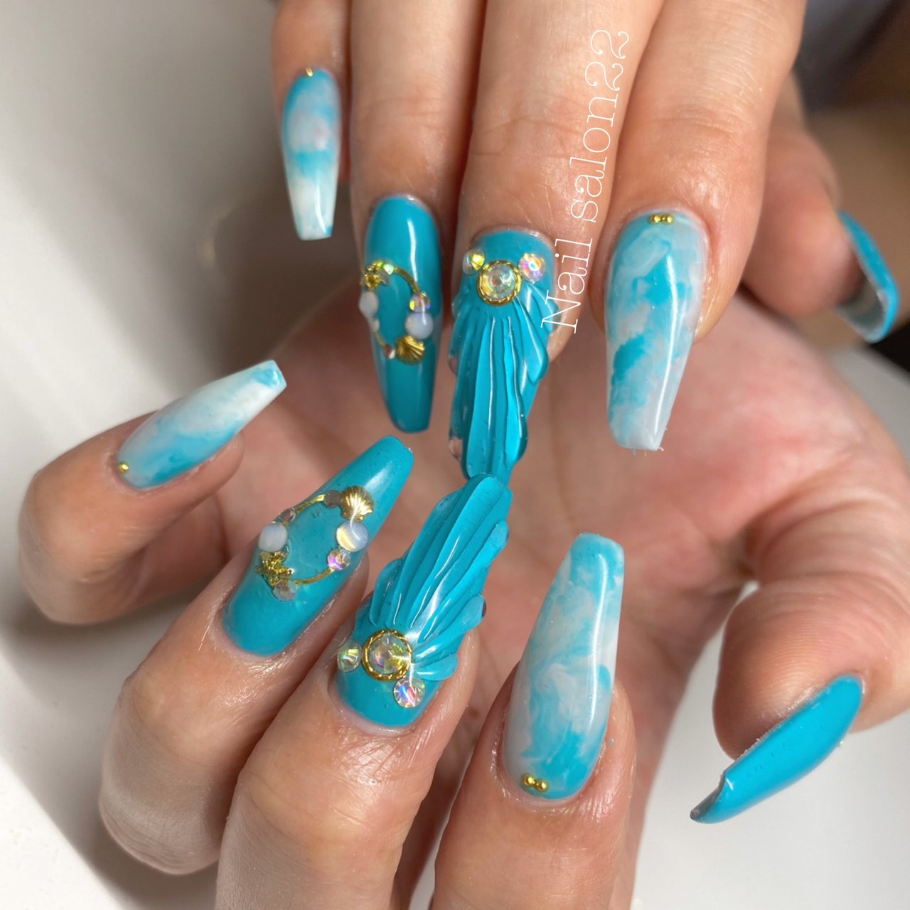 夏 海 リゾート ハンド シェル Nail Salon22のネイルデザイン No ネイルブック