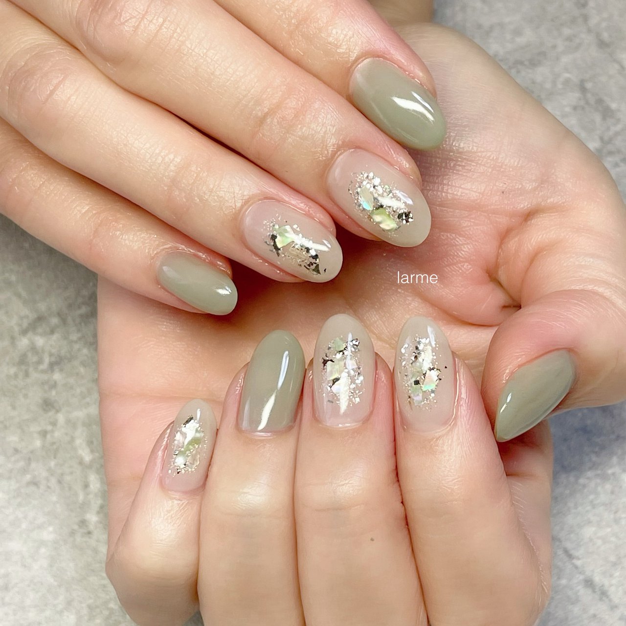 ハンド ベージュ グリーン Nailroomlarmeのネイルデザイン No ネイルブック