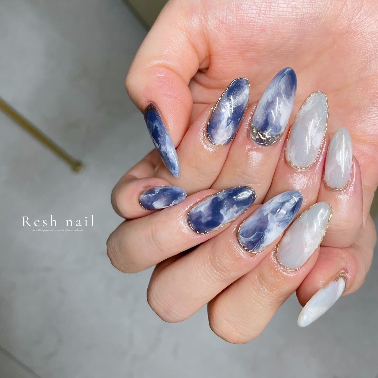 夏 秋 ハンド タイダイ 大理石 Resh Nail オーナー 岸下華那のネイルデザイン No ネイルブック