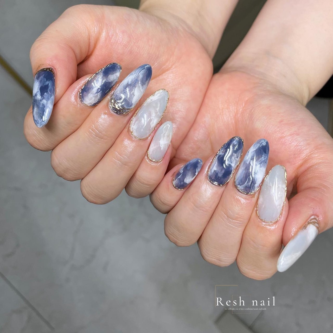 夏 秋 ハンド タイダイ 大理石 Resh Nail オーナー 岸下華那のネイルデザイン No ネイルブック