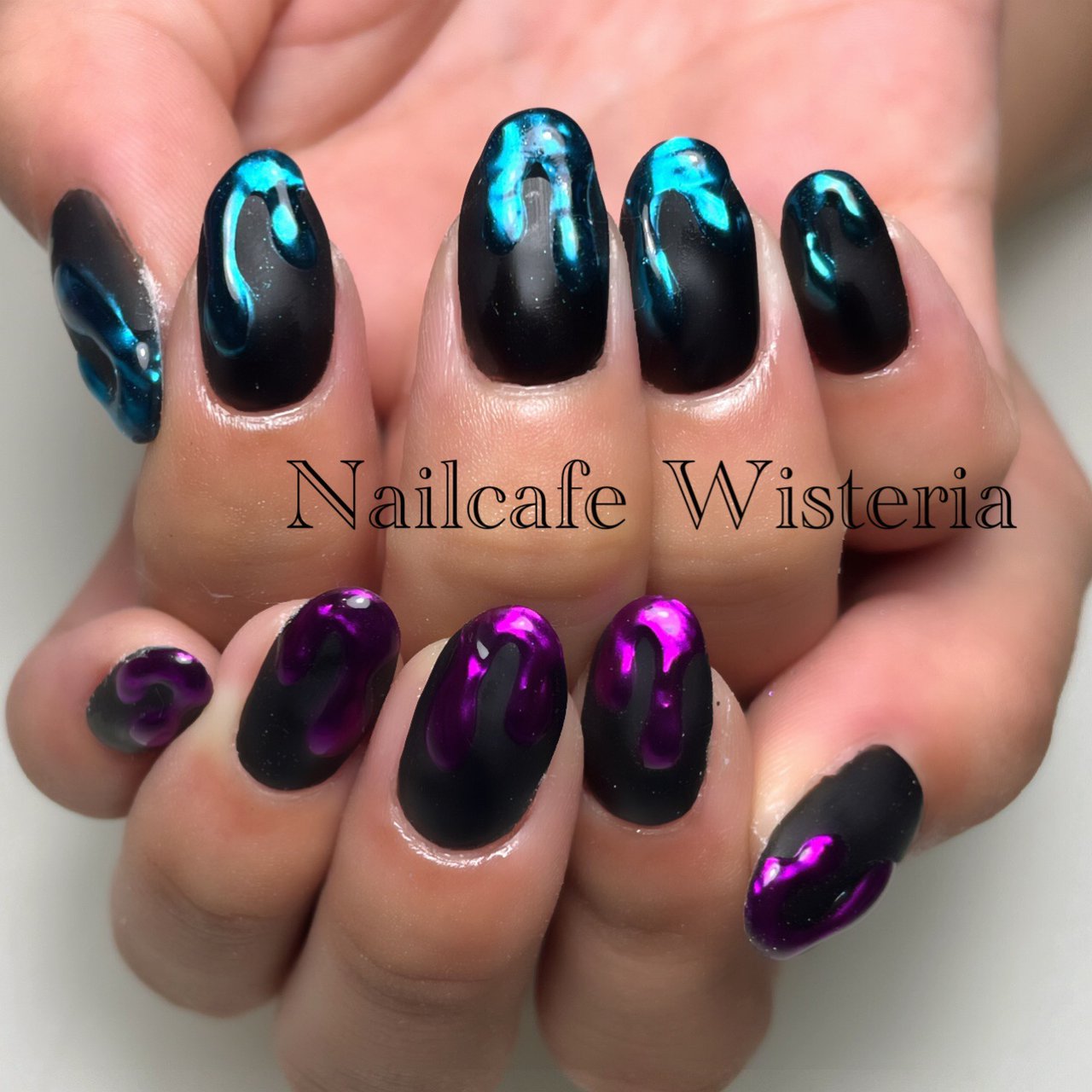 ワンカラー ストライプ ピンク 水色 ブラック Nailcafewisteriaのネイルデザイン No ネイルブック