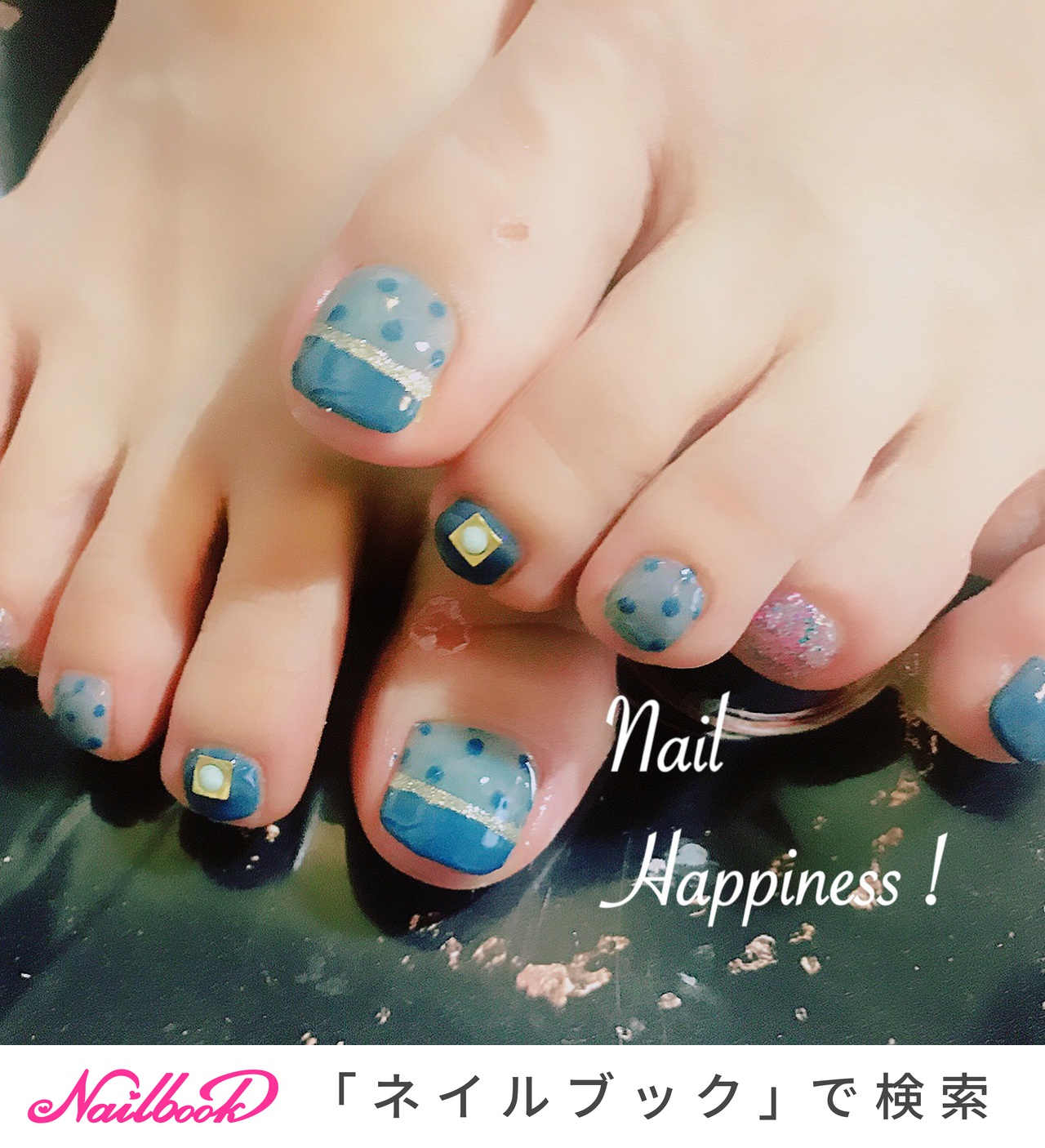 フット シースルー ドットのネイルデザイン ネイルブック