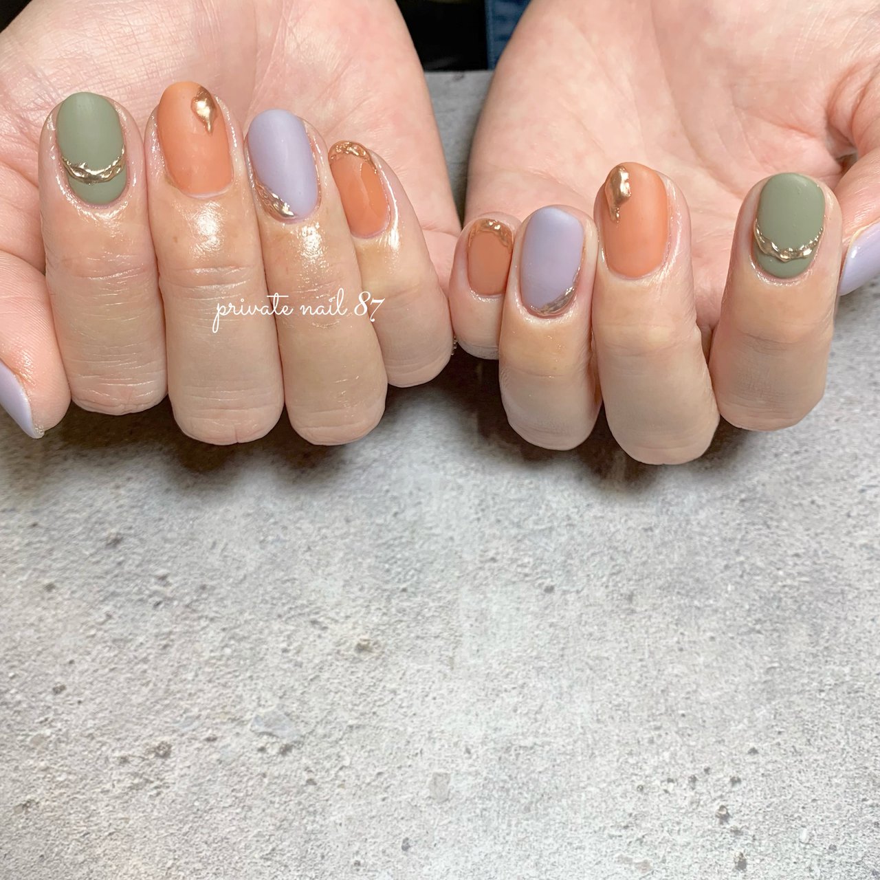 秋 ハンド マット ミラー オレンジ Makiのネイルデザイン No ネイルブック