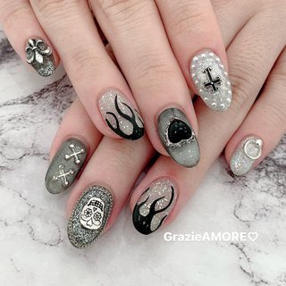 シルバーパーツのネイルデザイン ネイルブック