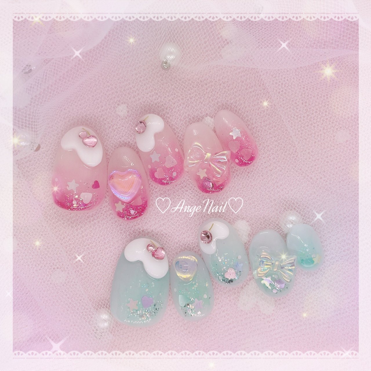 ハンド グラデーション ラメ ピンク 水色 Angenailのネイルデザイン No ネイルブック