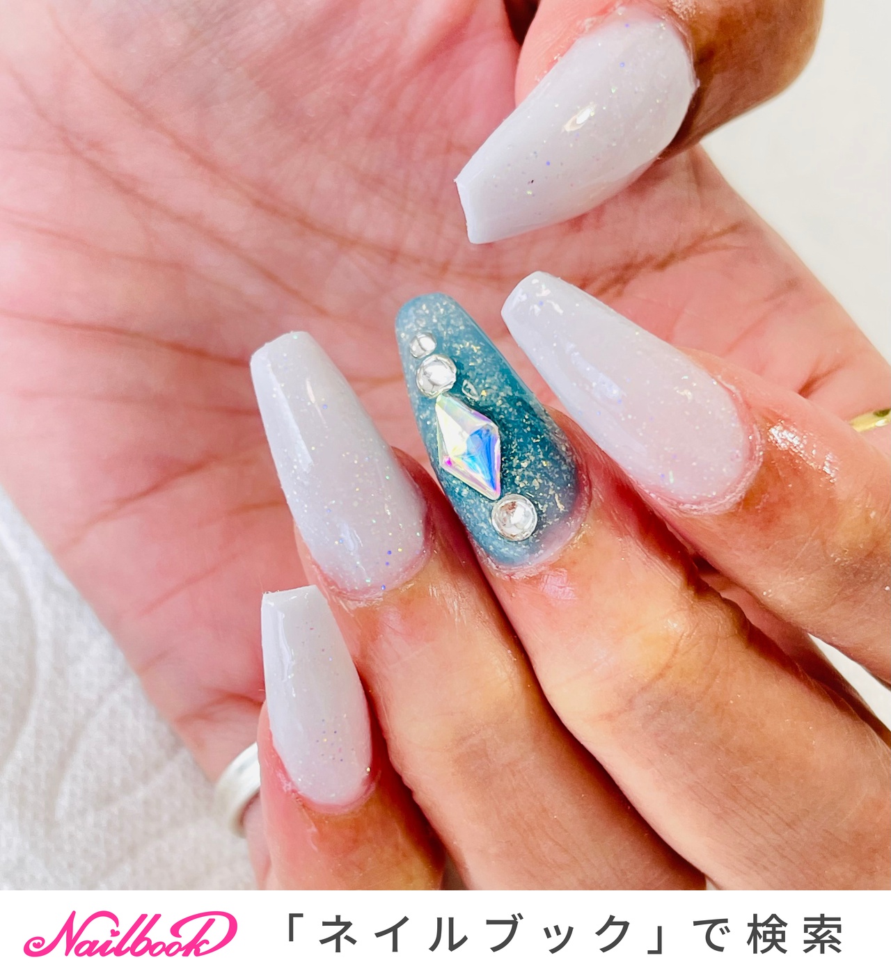 シンプル ロング スカルプネイルのネイルデザイン ネイルブック