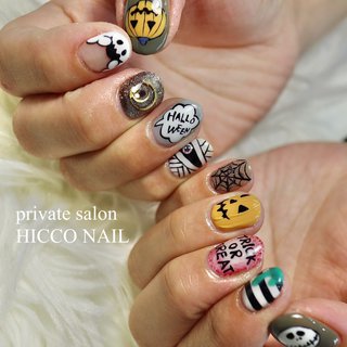 痛ネイル パープル 手描きアートのネイルデザイン ネイルブック