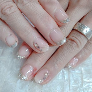 クリア ピンク ラメフレンチのネイルデザイン ネイルブック