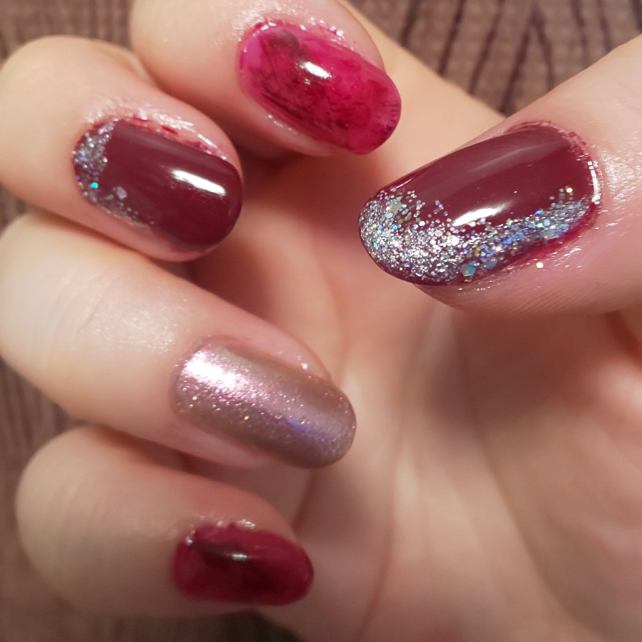 ハンド レッド ボルドー マニキュア セルフネイル ちひすけのネイルデザイン No 667 ネイルブック