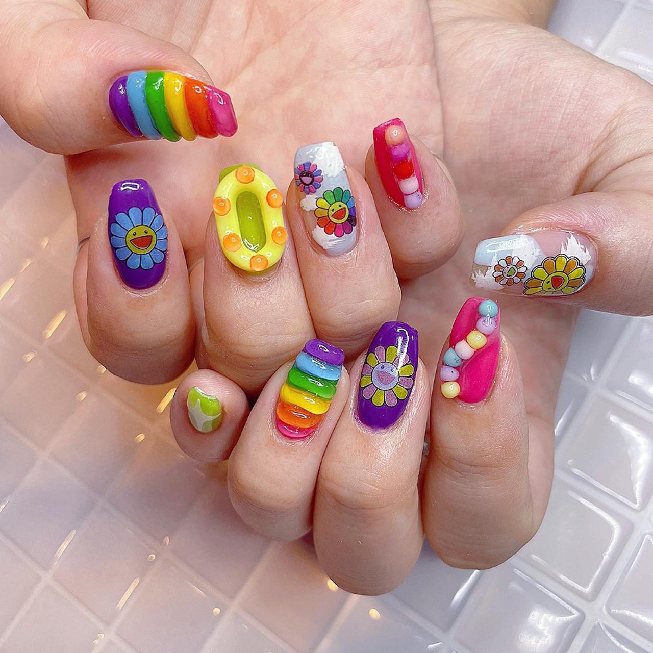 ハンド/水滴/ショート/カラフル/ジェルネイル - あいりのネイル