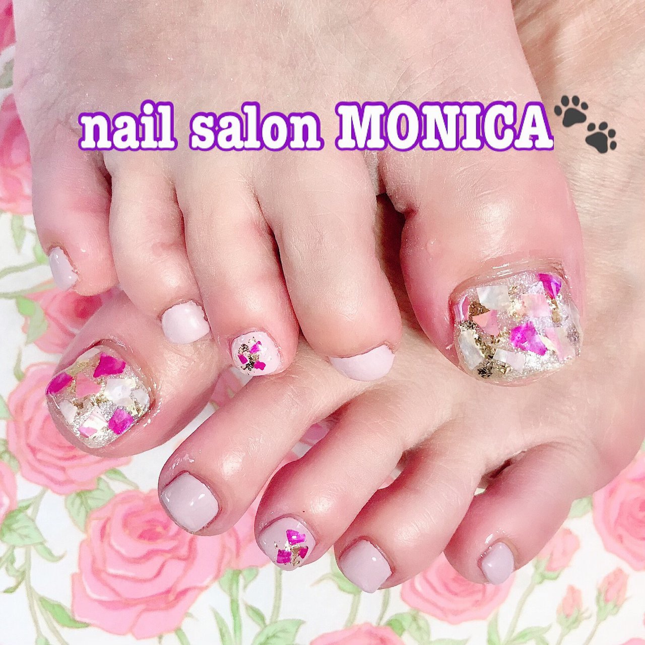 夏 秋 フット シェル ピンク Nail Salon Monica のネイルデザイン No ネイルブック