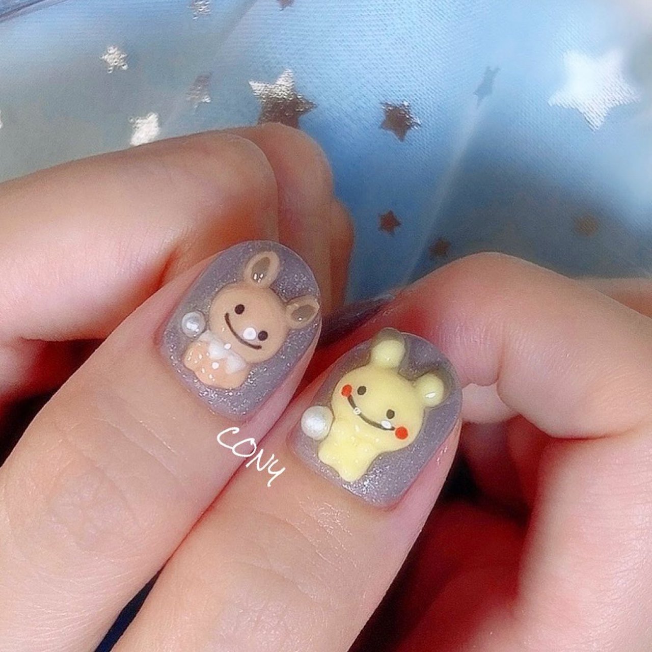 痛ネイル キャラクター 3d ピンク グレージュ Cony Nail 福岡薬院ネイルのネイルデザイン No ネイルブック