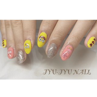 ピンク イエロー シルバーのネイルデザイン ネイルブック